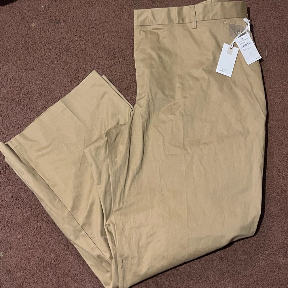Plus Size 22 Good American Khaki Wide Leg Trousers/Pants NWT